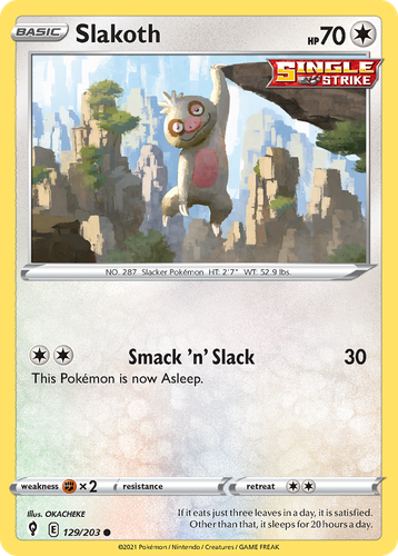 Slakoth #129 from Evolving Skies - Common - Illustrated by OKACHEKE