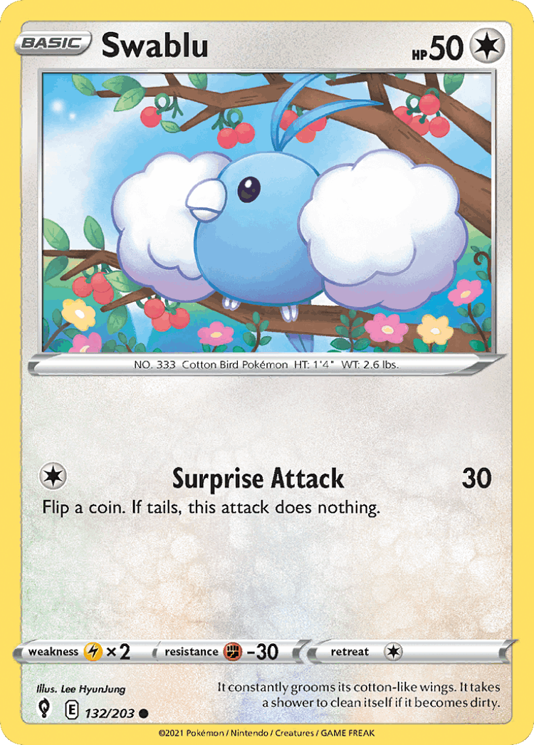 Swablu #132 from Evolving Skies - Common - Illustrated by Lee HyunJung