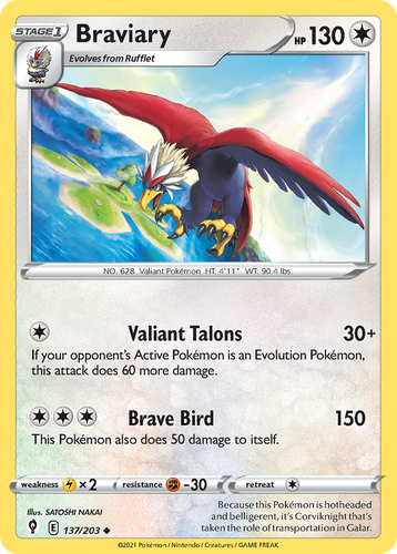 Braviary #137 from Evolving Skies - Uncommon - Illustrated by SATOSHI NAKAI