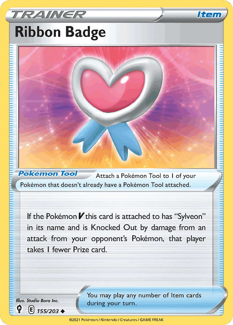 Ribbon Badge #155 from Evolving Skies - Uncommon - Illustrated by Studio Bora Inc.
