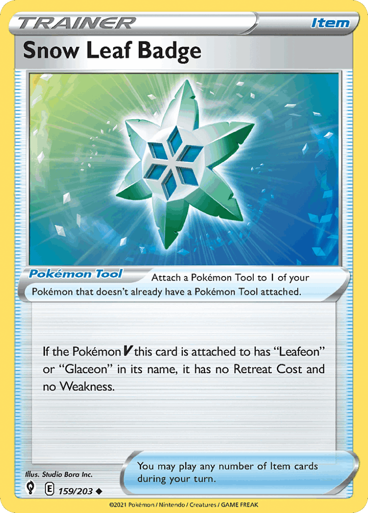 Snow Leaf Badge #159 from Evolving Skies - Uncommon - Illustrated by Studio Bora Inc.