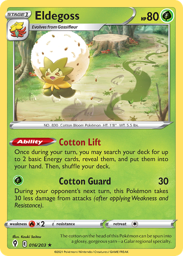 Eldegoss #16 from Evolving Skies - Rare Holo - Illustrated by Kouki Saitou