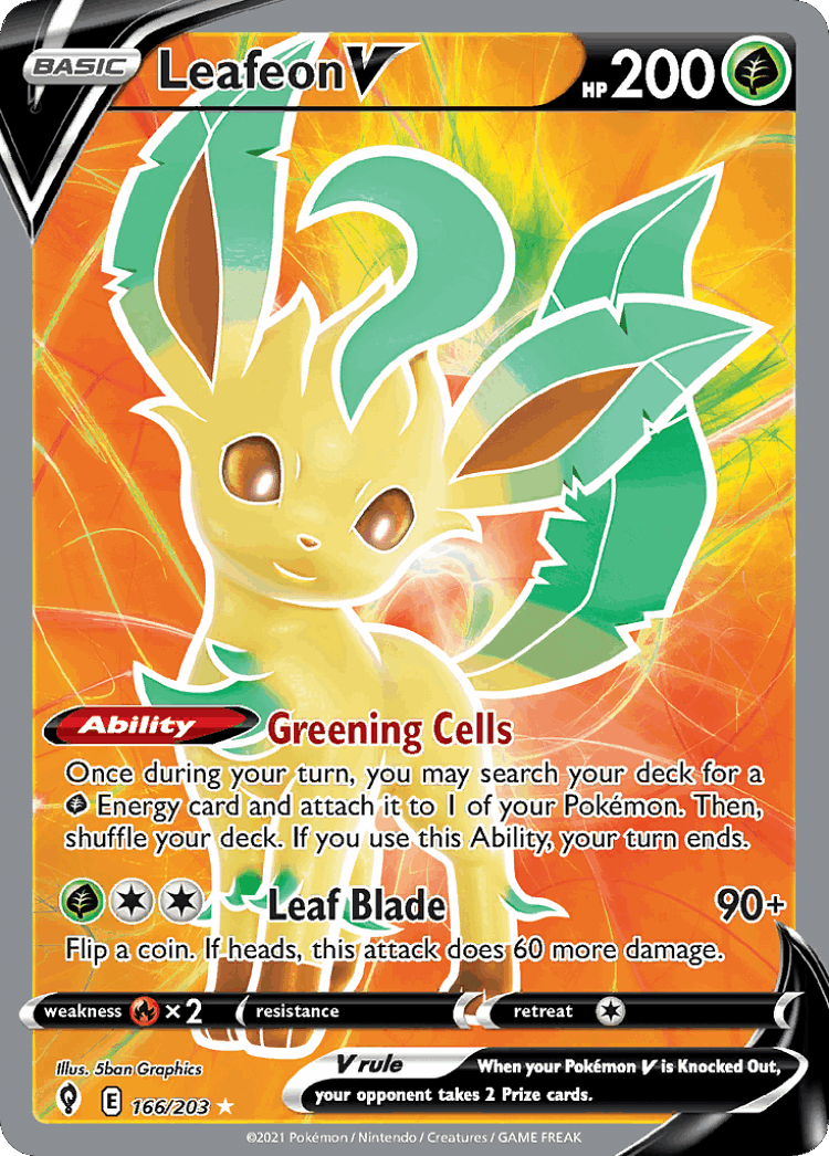 Leafeon V #166 from Evolving Skies - Rare Ultra - Illustrated by 5ban Graphics