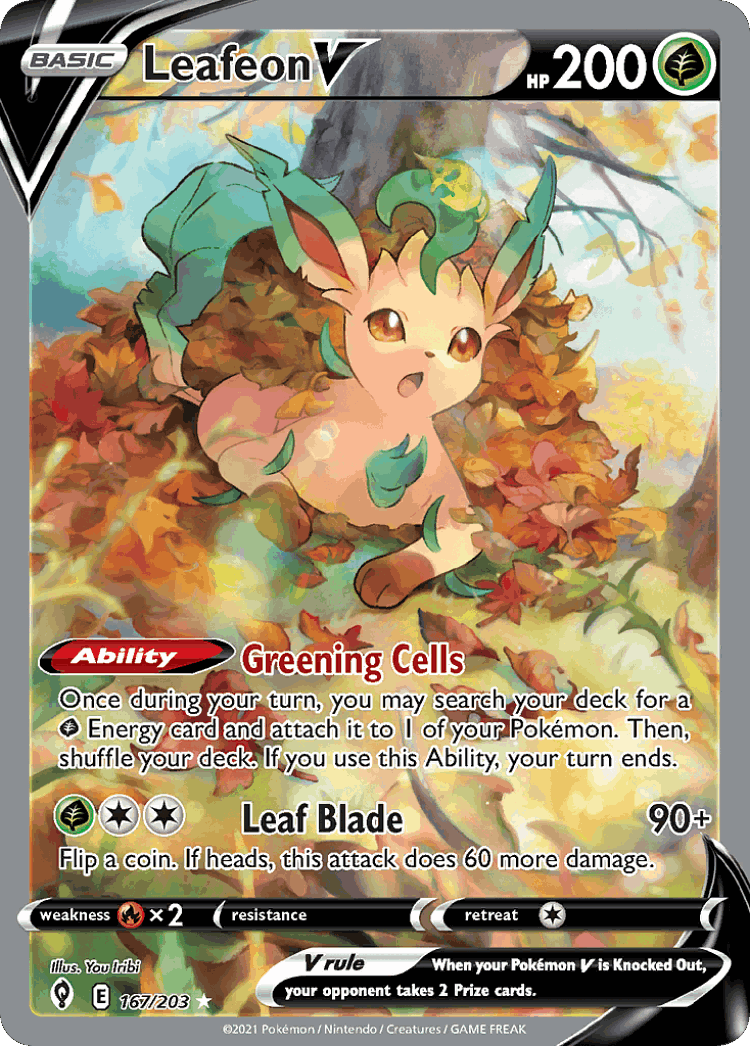 Leafeon V #167 from Evolving Skies - Rare Ultra - Illustrated by You Iribi