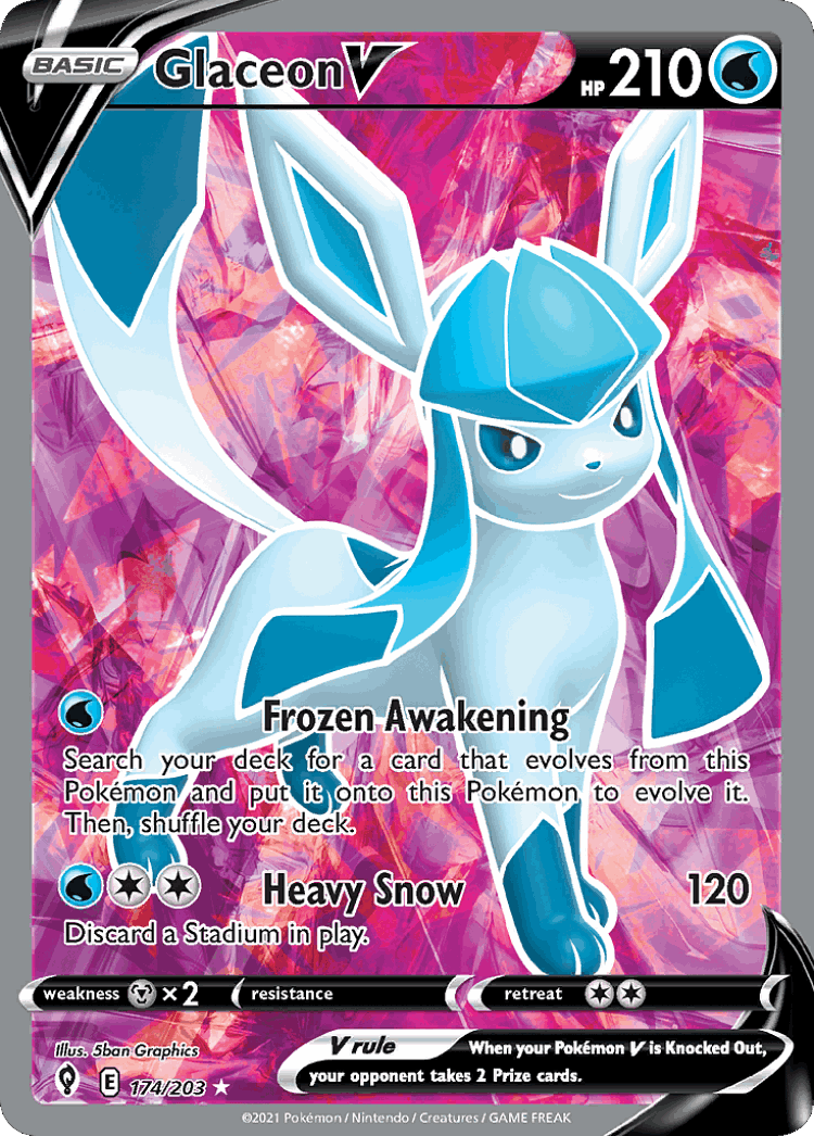 Glaceon V #174 from Evolving Skies - Rare Ultra - Illustrated by 5ban Graphics