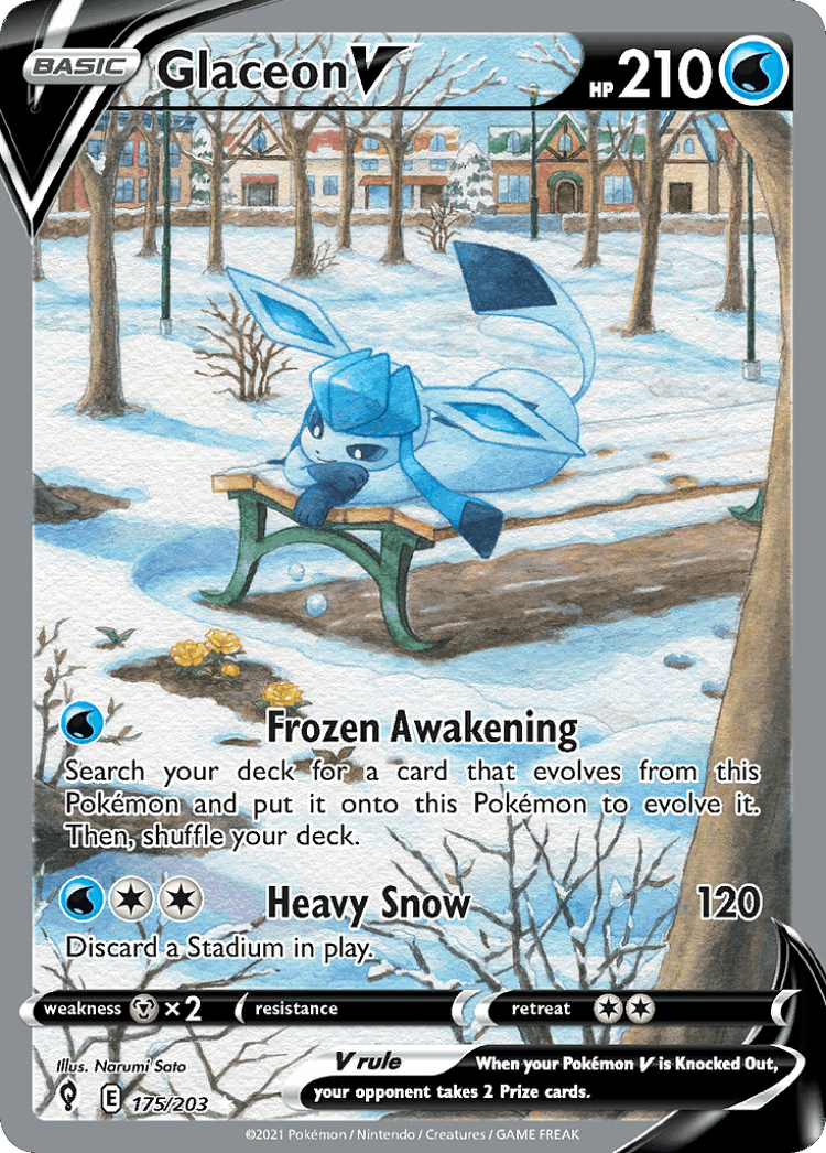 Glaceon V #175 from Evolving Skies - Rare Ultra - Illustrated by Narumi Sato