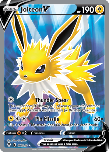 Jolteon V #177 from Evolving Skies - Rare Ultra - Illustrated by 5ban Graphics