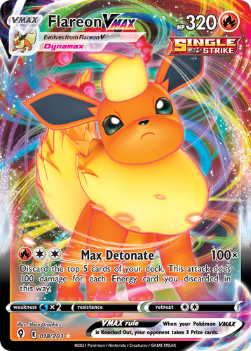 Flareon VMAX #18 from Evolving Skies - Rare Holo VMAX - Illustrated by 5ban Graphics