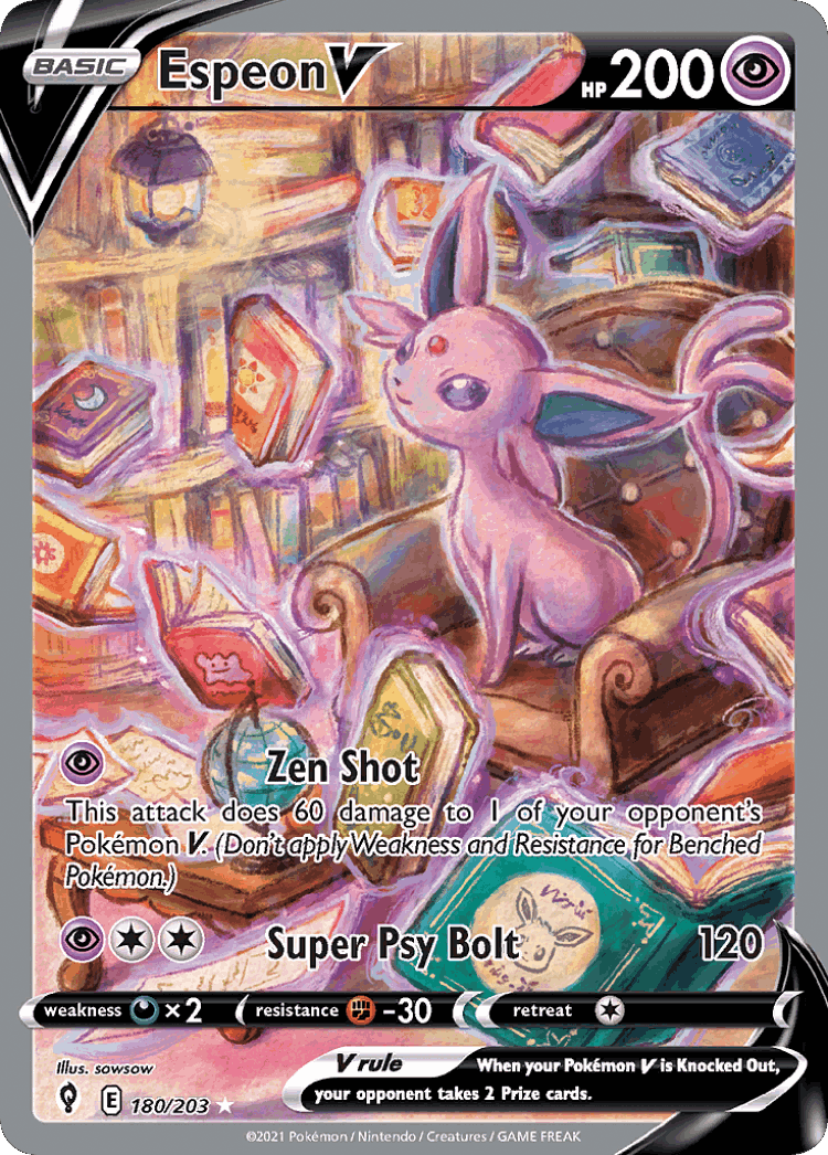 Espeon V #180 from Evolving Skies - Rare Ultra - Illustrated by sowsow