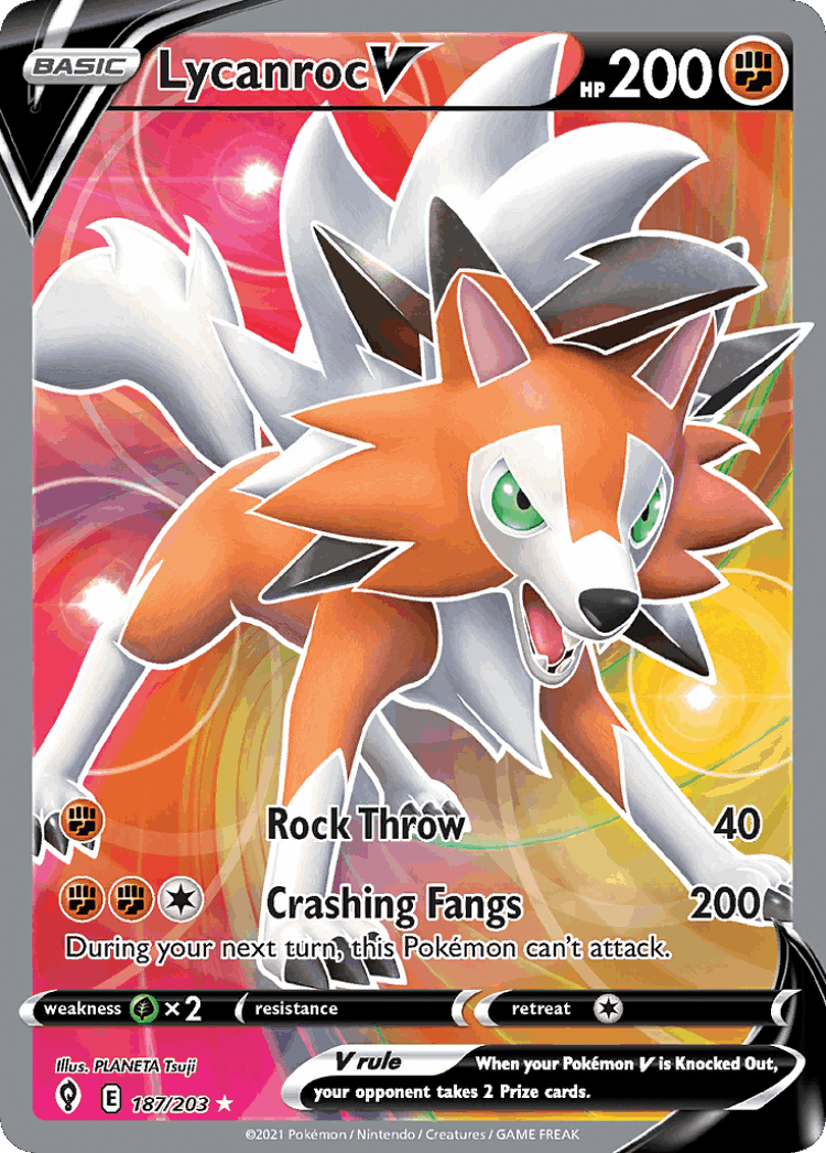 Lycanroc V #187 from Evolving Skies - Rare Ultra - Illustrated by PLANETA Tsuji