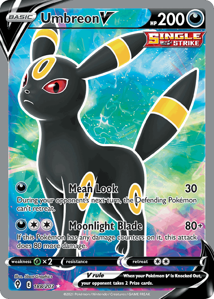 Umbreon V #188 from Evolving Skies - Rare Ultra - Illustrated by 5ban Graphics
