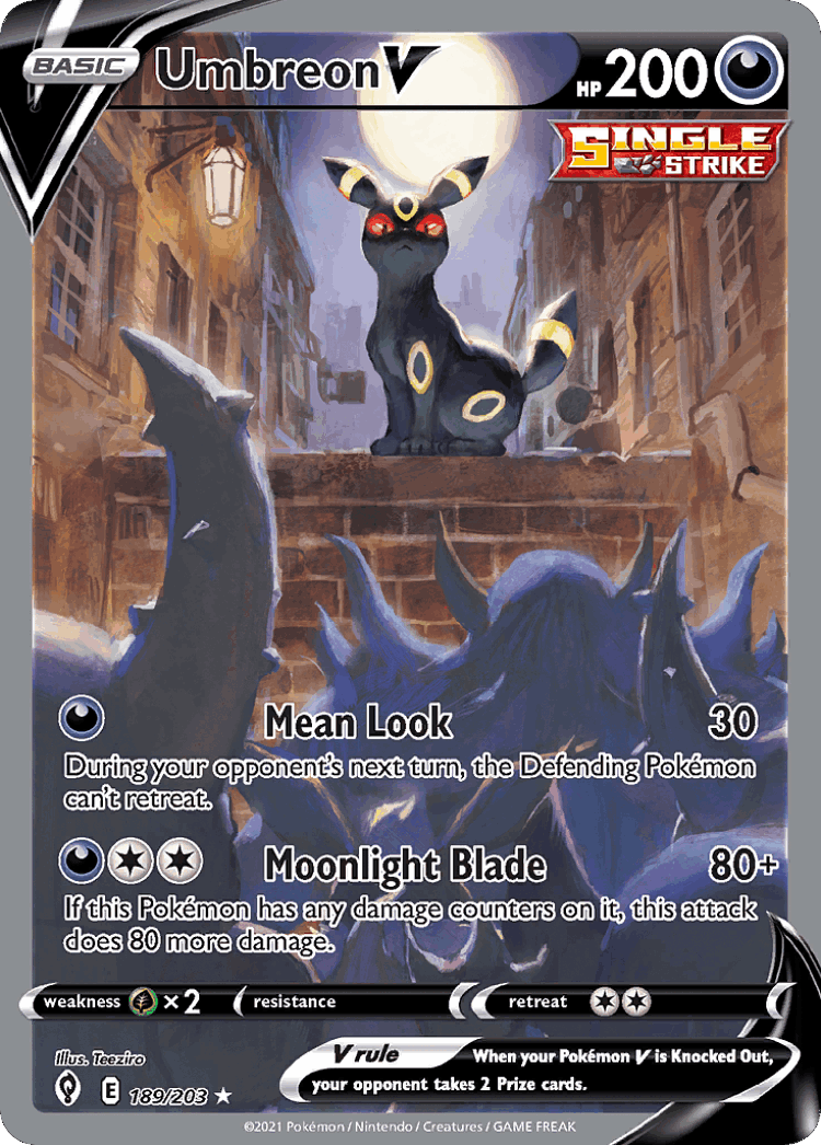 Umbreon V #189 from Evolving Skies - Rare Ultra - Illustrated by Teeziro