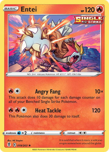 Entei #19 from Evolving Skies - Rare Holo - Illustrated by NC Empire