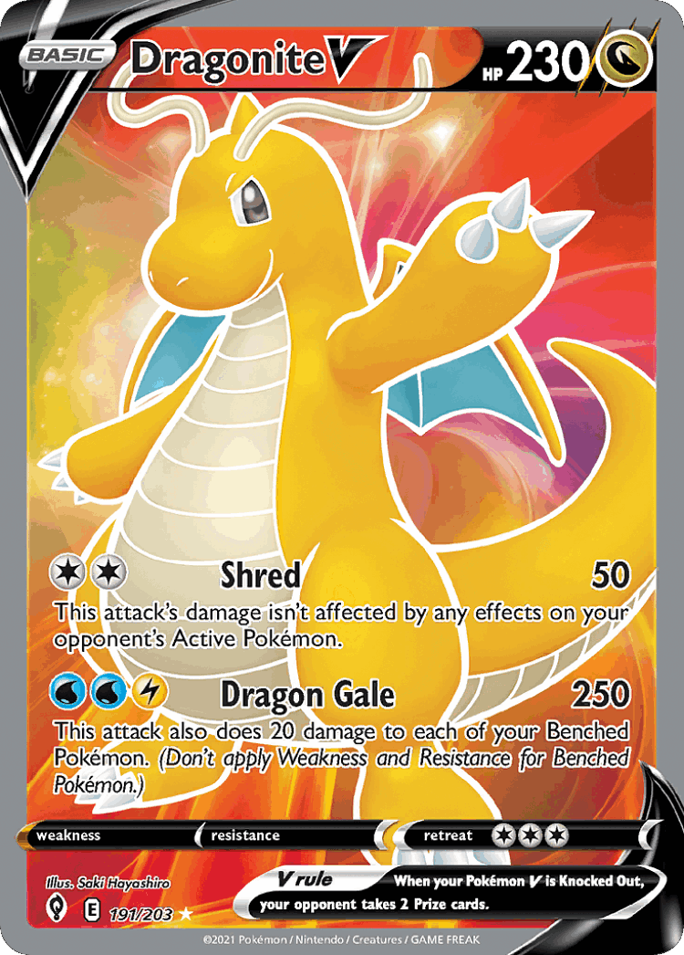 Dragonite V #191 from Evolving Skies - Rare Ultra - Illustrated by Saki Hayashiro