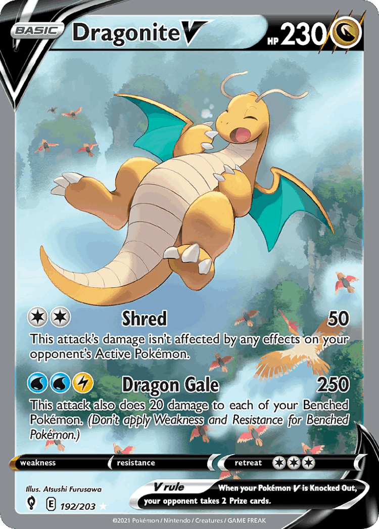 Dragonite V #192 from Evolving Skies - Rare Ultra - Illustrated by Atsushi Furusawa