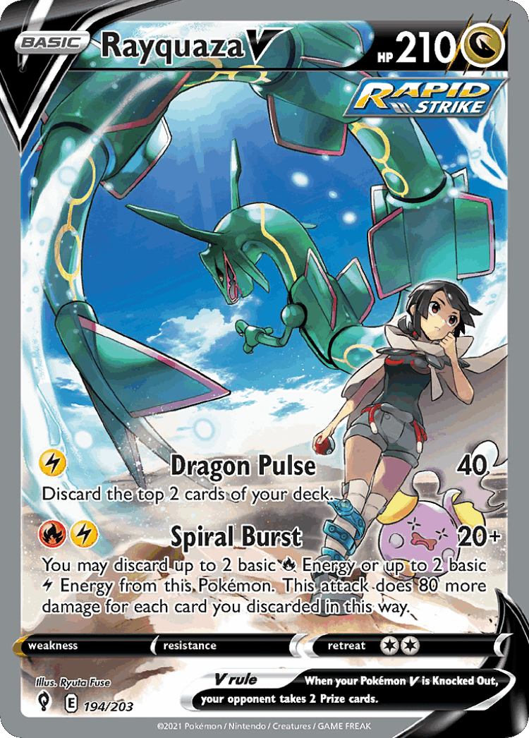 Rayquaza V #194 from Evolving Skies - Rare Ultra - Illustrated by Ryuta Fuse
