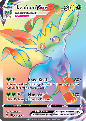 Leafeon VMAX #204 from Evolving Skies - Rare Rainbow - Illustrated by PLANETA Tsuji