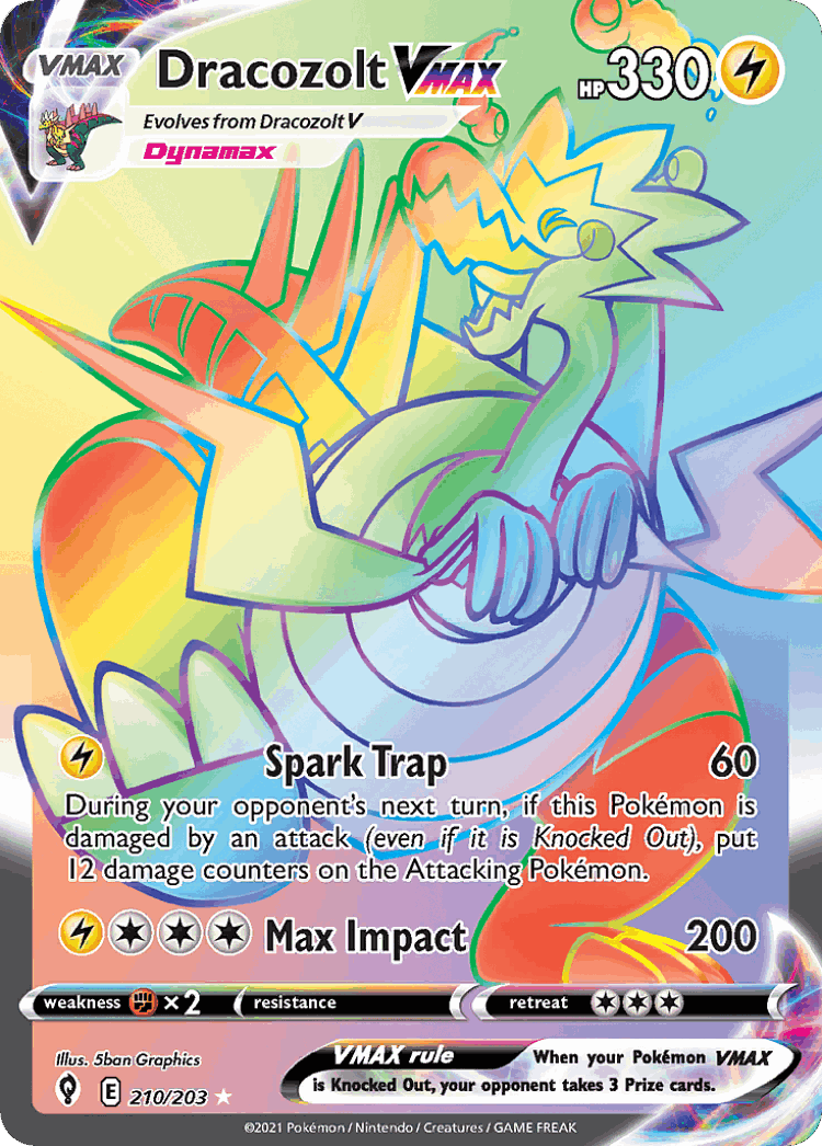 Dracozolt VMAX #210 from Evolving Skies - Rare Rainbow - Illustrated by 5ban Graphics