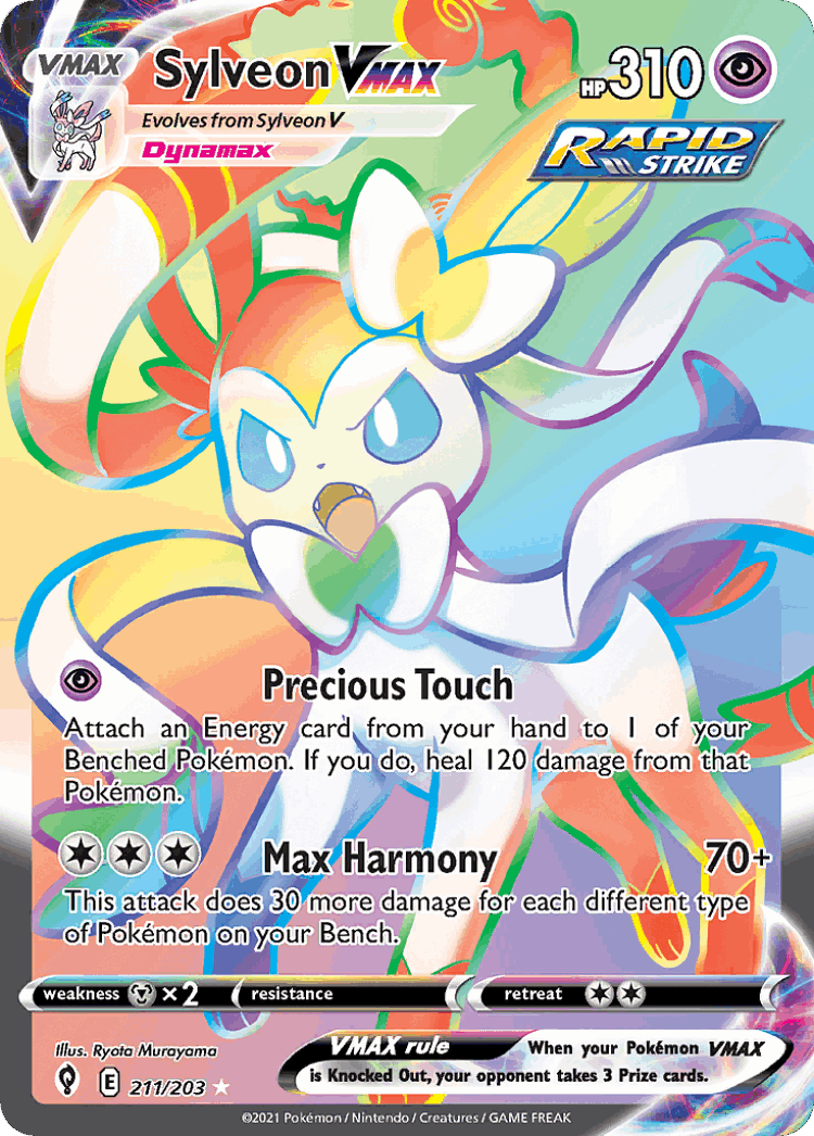 Sylveon VMAX #211 from Evolving Skies - Rare Rainbow - Illustrated by Ryota Murayama