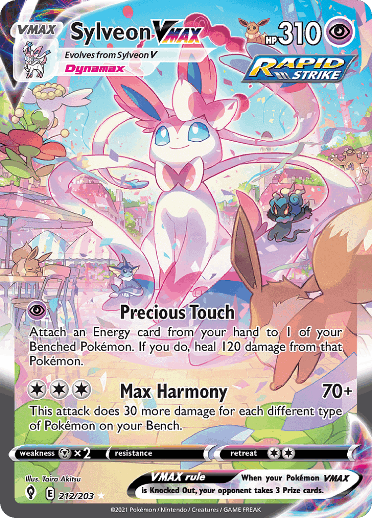 Sylveon VMAX #212 from Evolving Skies - Rare Rainbow - Illustrated by Taira Akitsu