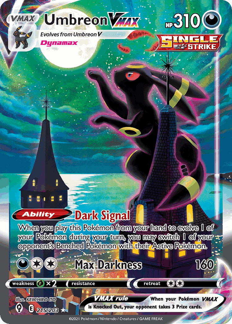 Umbreon VMAX #215 from Evolving Skies - Rare Rainbow - Illustrated by KEIICHIRO ITO