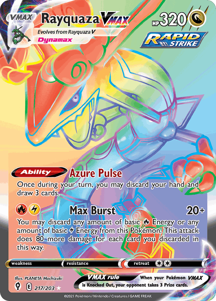 Rayquaza VMAX #217 from Evolving Skies - Rare Rainbow - Illustrated by PLANETA Mochizuki