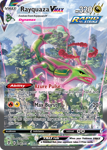 Rayquaza VMAX #218 from Evolving Skies - Rare Rainbow - Illustrated by Anesaki Dynamic