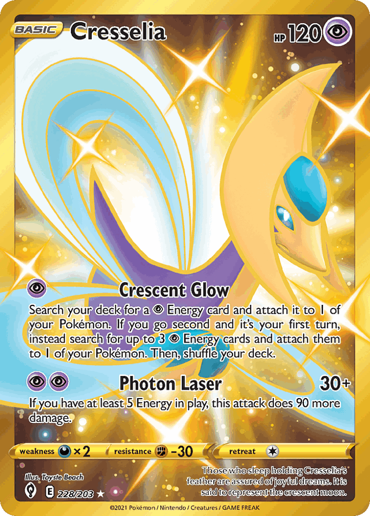 Cresselia #228 from Evolving Skies - Rare Secret - Illustrated by Toyste Beach
