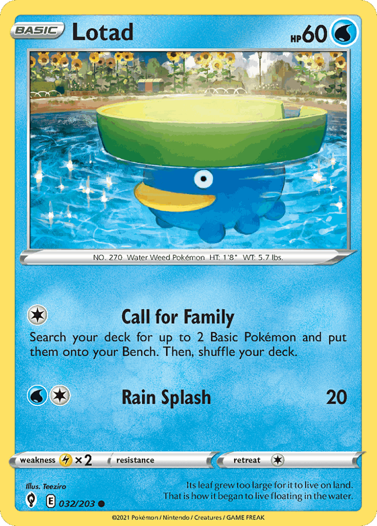 Lotad #32 from Evolving Skies - Common - Illustrated by Teeziro