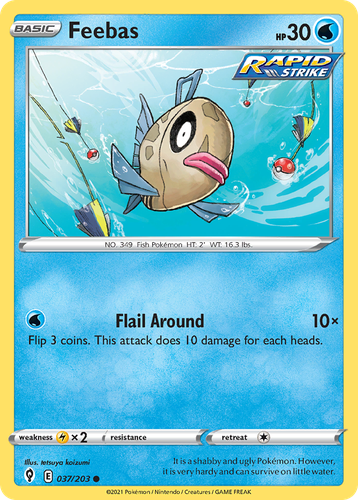 Feebas #37 from Evolving Skies - Common - Illustrated by tetsuya koizumi