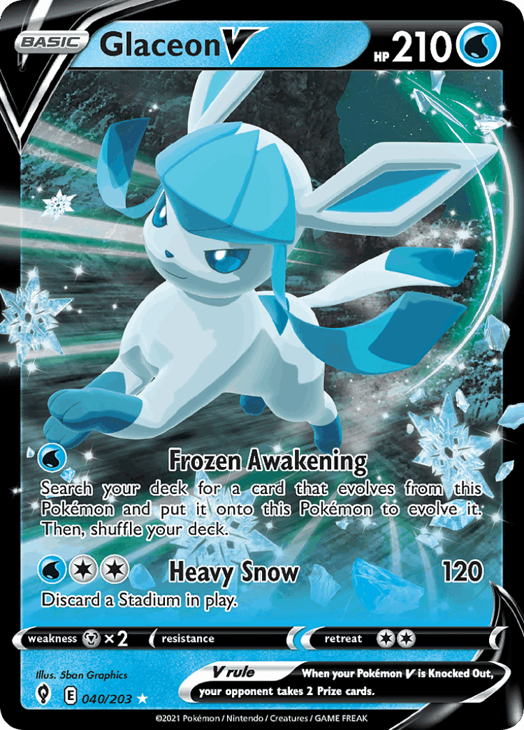 Glaceon V #40 from Evolving Skies - Rare Holo V - Illustrated by 5ban Graphics