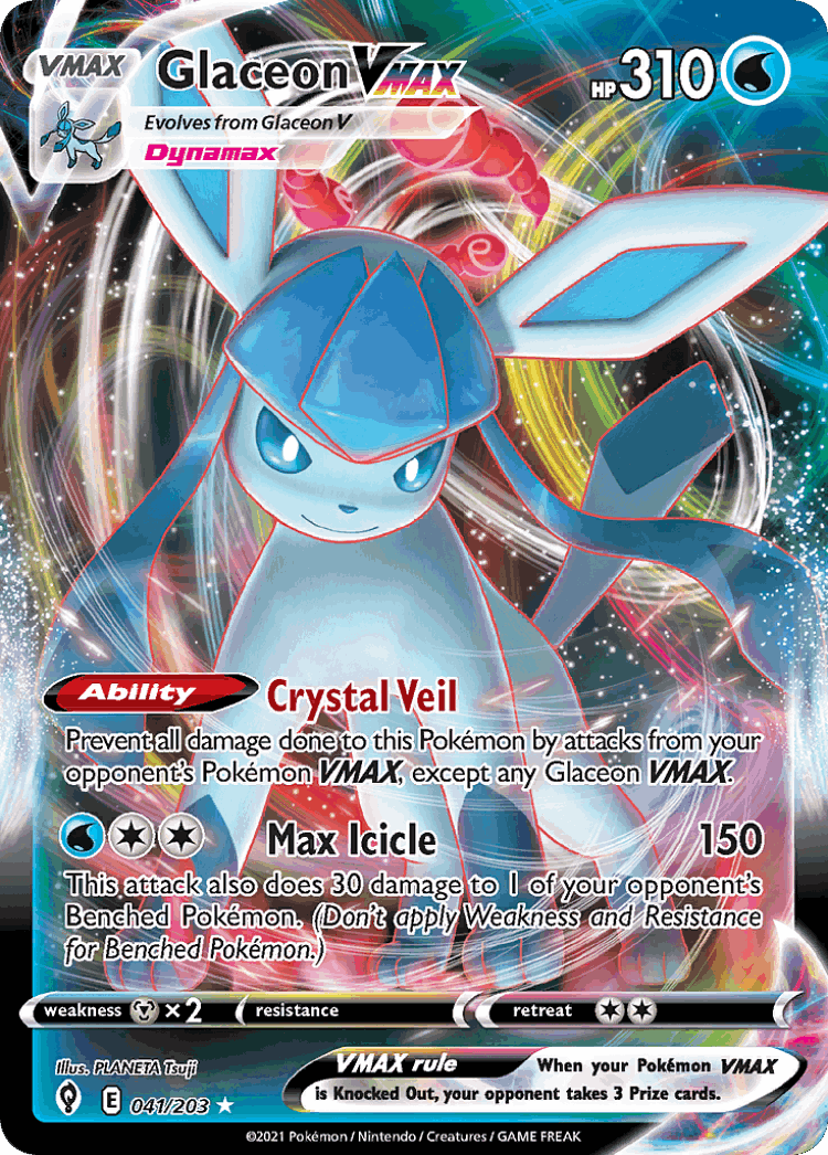 Glaceon VMAX #41 from Evolving Skies - Rare Holo VMAX - Illustrated by PLANETA Tsuji