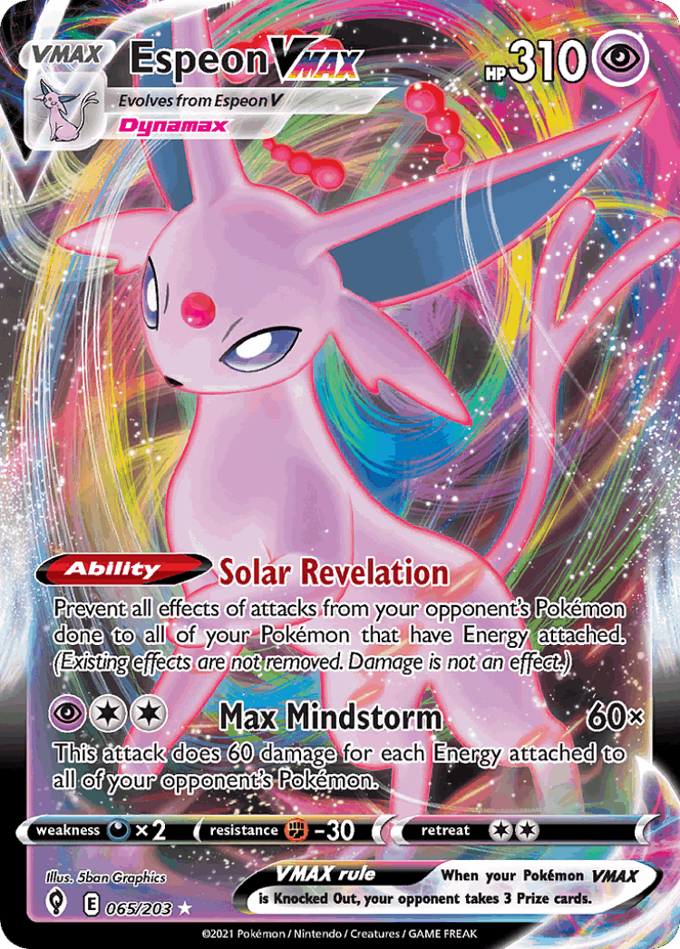 Espeon VMAX #65 from Evolving Skies - Rare Holo VMAX - Illustrated by 5ban Graphics