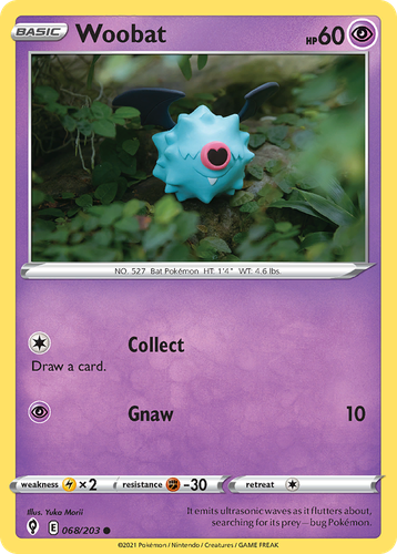 Woobat #68 from Evolving Skies - Common - Illustrated by Yuka Morii