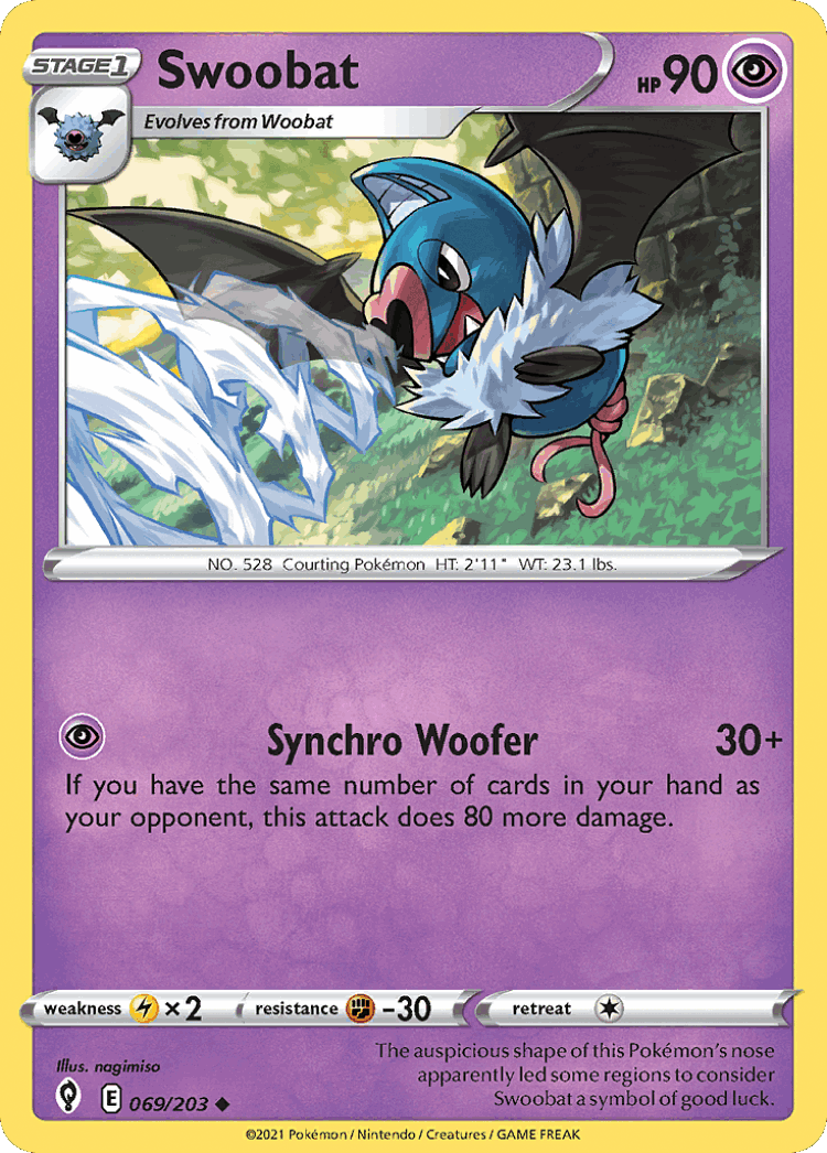 Swoobat #69 from Evolving Skies - Uncommon - Illustrated by nagimiso