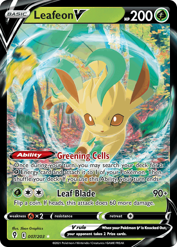Leafeon V #7 from Evolving Skies - Rare Holo V - Illustrated by 5ban Graphics