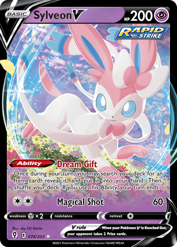 Sylveon V #74 from Evolving Skies - Rare Holo V - Illustrated by aky CG Works