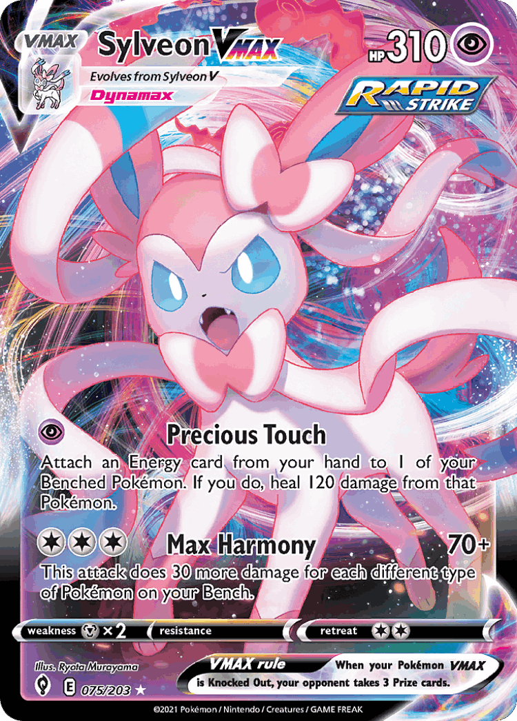 Sylveon VMAX #75 from Evolving Skies - Rare Holo VMAX - Illustrated by Ryota Murayama