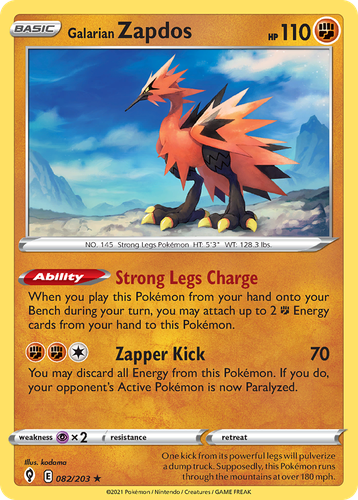 Galarian Zapdos 82, Evolving Skies