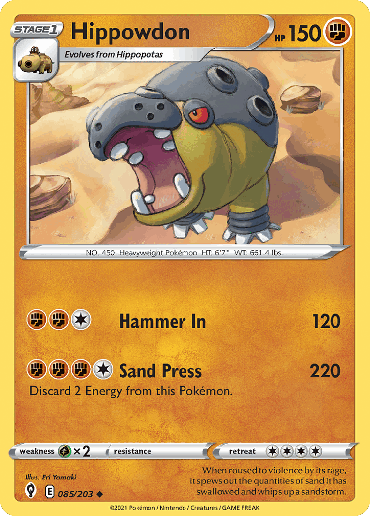 Hippowdon #85 from Evolving Skies - Uncommon - Illustrated by Eri Yamaki
