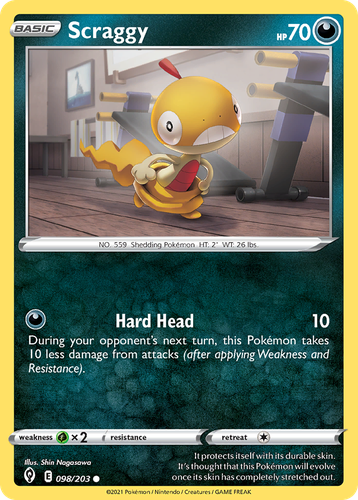 Scraggy #98 from Evolving Skies - Common - Illustrated by Shin Nagasawa