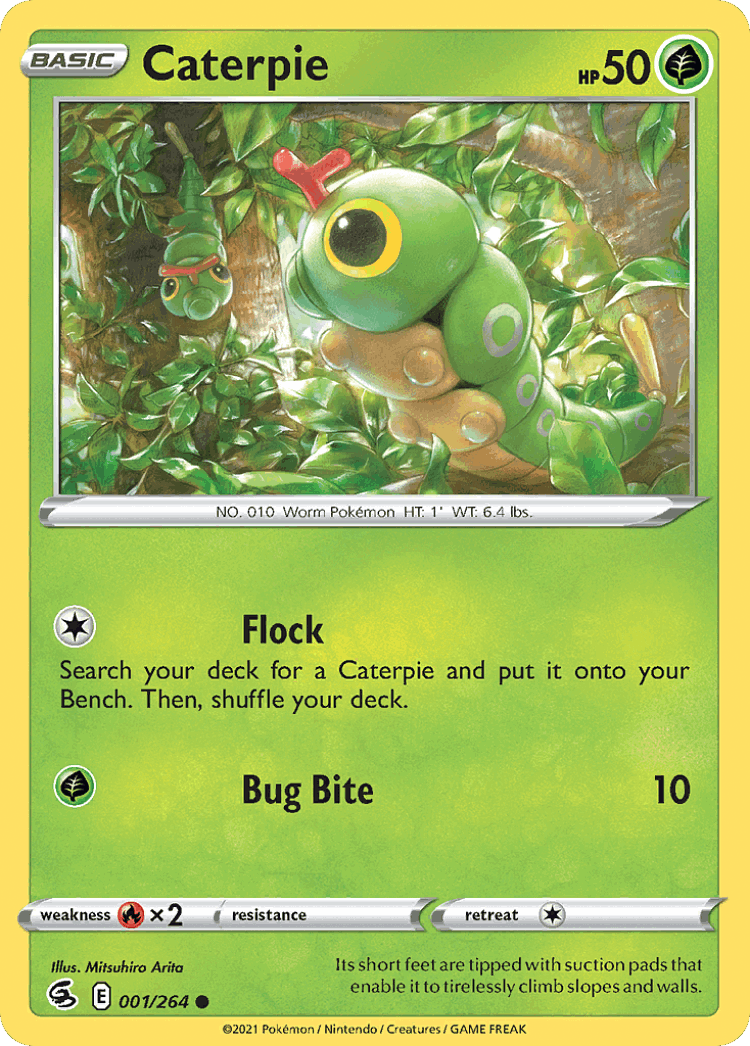 Caterpie #1 from Fusion Strike - Common - Illustrated by Mitsuhiro Arita