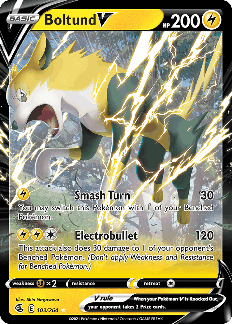 Boltund V #103 from Fusion Strike - Rare Holo V - Illustrated by Shin Nagasawa