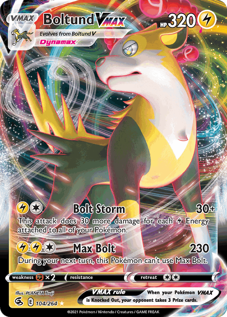 Boltund VMAX #104 from Fusion Strike - Rare Holo VMAX - Illustrated by PLANETA Tsuji