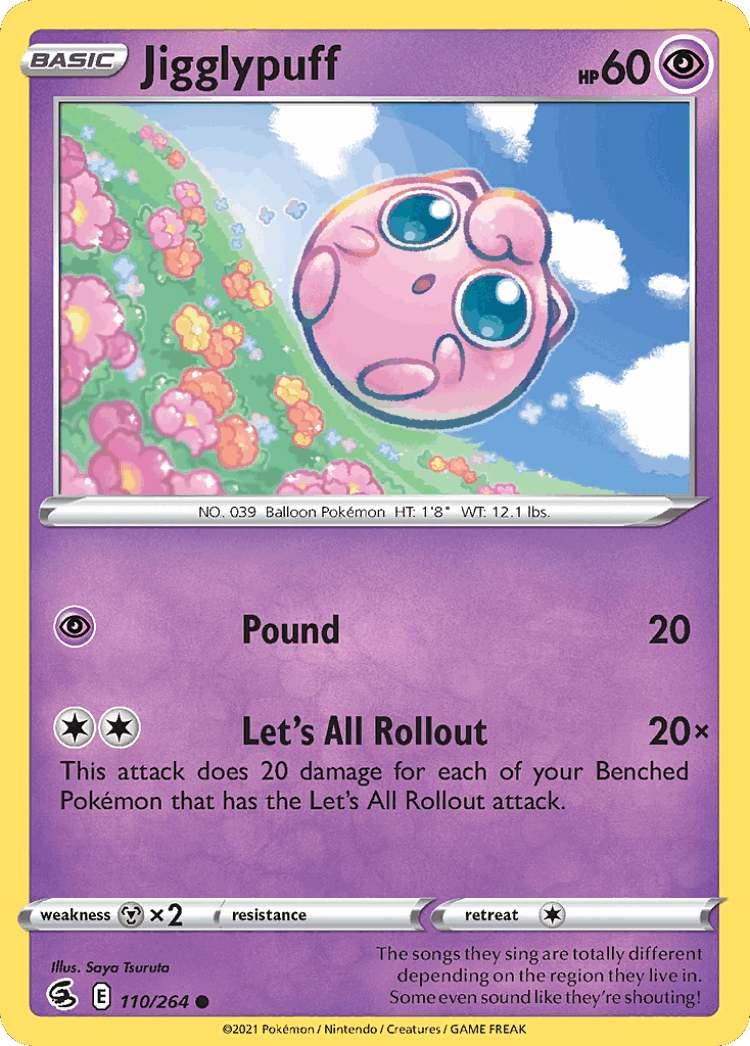 Jigglypuff #110 from Fusion Strike - Common - Illustrated by Saya Tsuruta