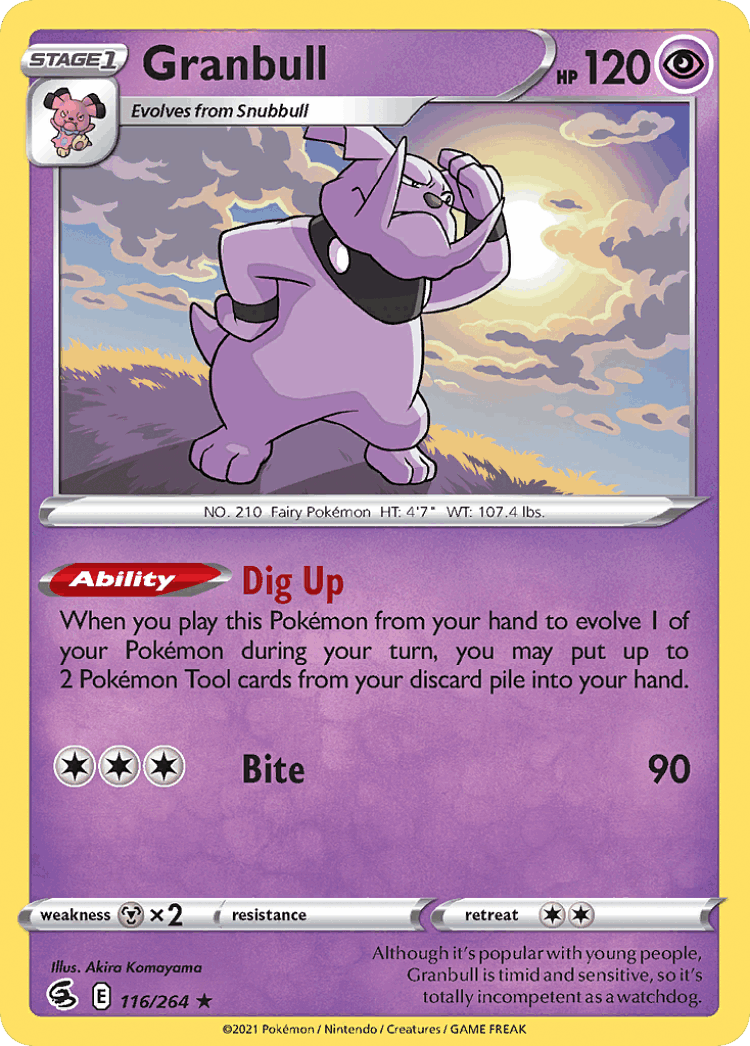 Granbull #116 from Fusion Strike - Rare - Illustrated by Akira Komayama