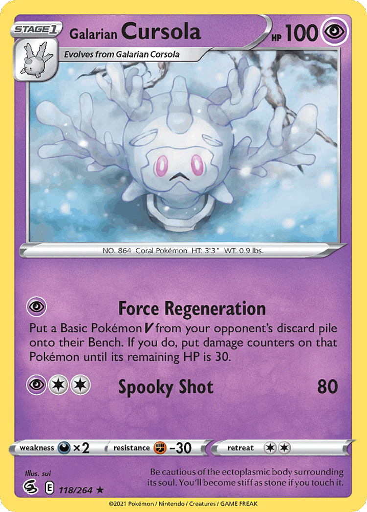 Galarian Cursola #118 from Fusion Strike - Rare - Illustrated by Misa Tsutsui