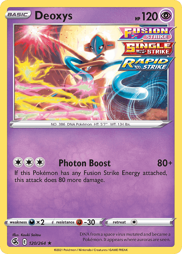 Deoxys #120 from Fusion Strike - Rare Holo - Illustrated by Kouki Saitou
