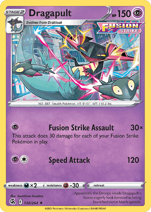 Dragapult #130 from Fusion Strike - Rare Holo - Illustrated by Souichirou Gunjima