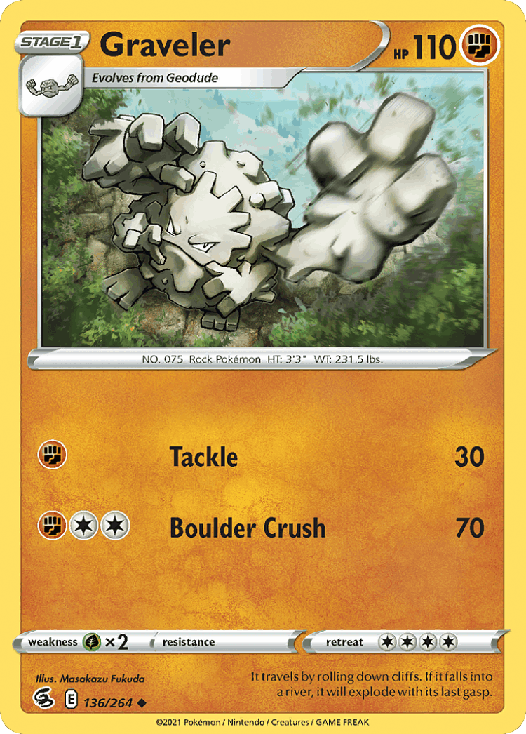 Graveler #136 from Fusion Strike - Uncommon - Illustrated by Masakazu Fukuda
